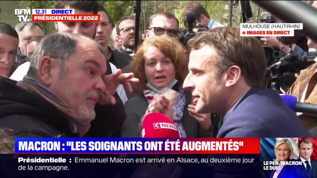 Emmanuel Macron interpellé par des soignants à Mulhouse sur les salaires et les moyens à l'hôpital