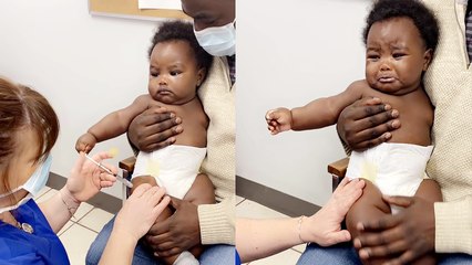 'Dramatic baby boy cries AFTER getting vaccine shot '