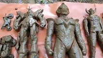 cleaning muddy dirty toys, Ultraman Nexus, Ultraman orb, molen truck, excavator