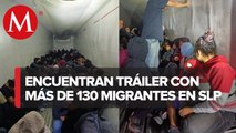 Rescatan en SLP a 130 migrantes, viajaban en la caja refrigerada de un tráiler