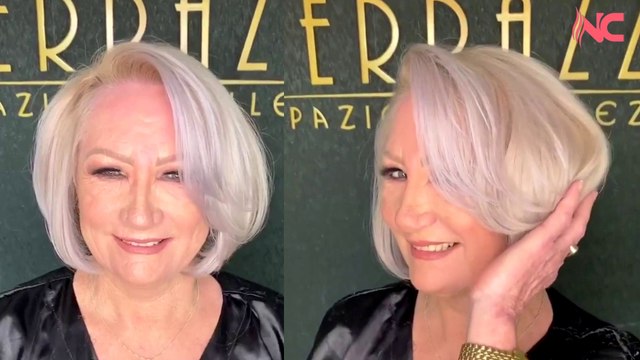 Bellissimi capelli corti combinati con capelli grigi per le donne 60+