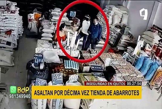 Iquitos: por décima vez, sujetos armados asaltan tienda de abarrotes
