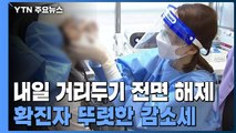 거리두기 완전 해제 하루 앞...확진자 뚜렷한 감소세 / YTN