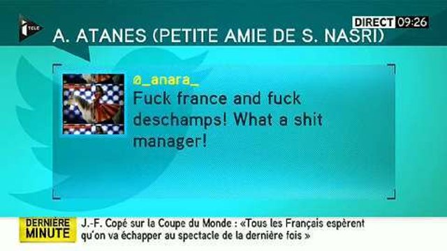 La petite amie de Samir Nasri insulte Didier Deschamps et la France