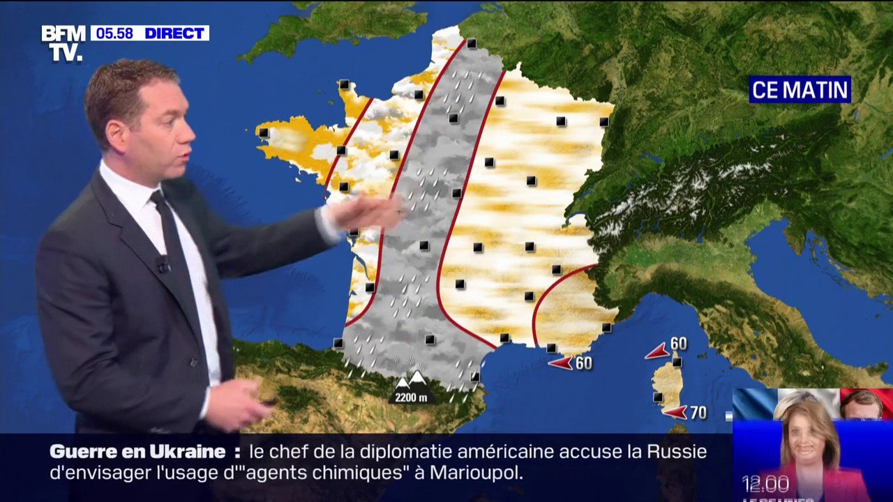 Une journée nuageuse ce mercredi, avec de la pluie des Hauts-de-France jusqu'aux Pyrénées