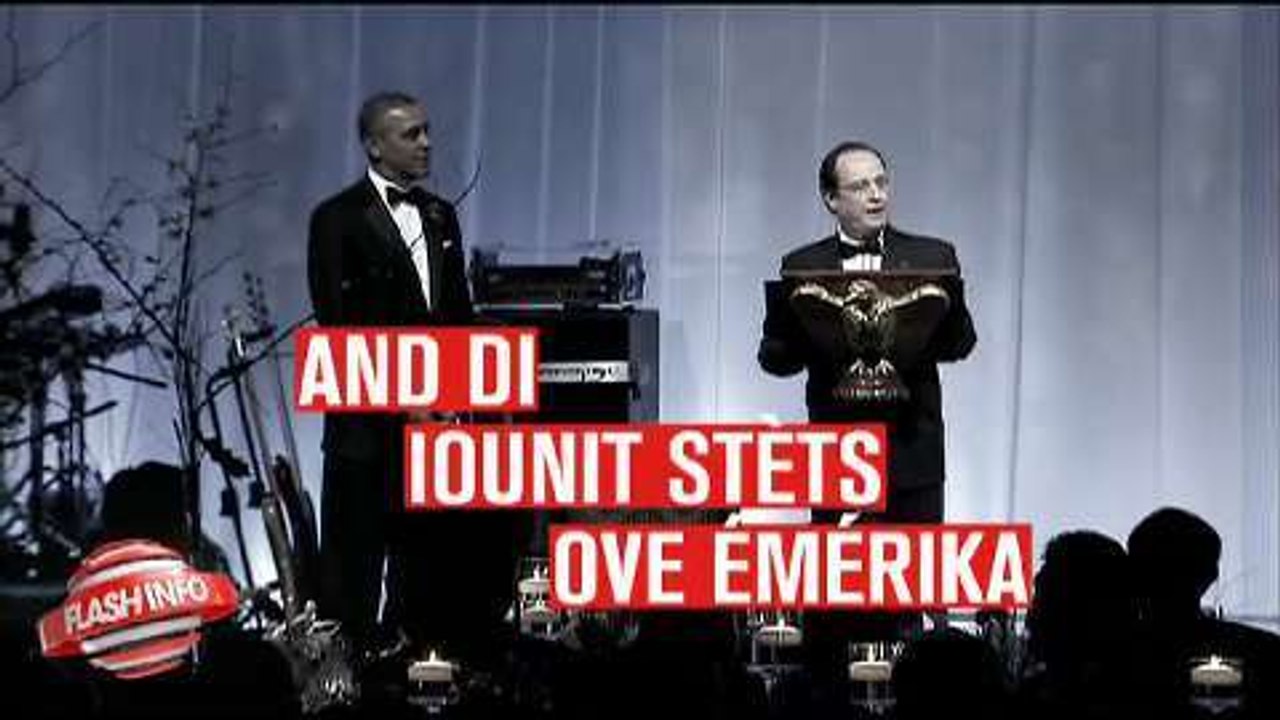 François Hollande a quelques difficultés à parler en anglais au cours de son voyage aux USA