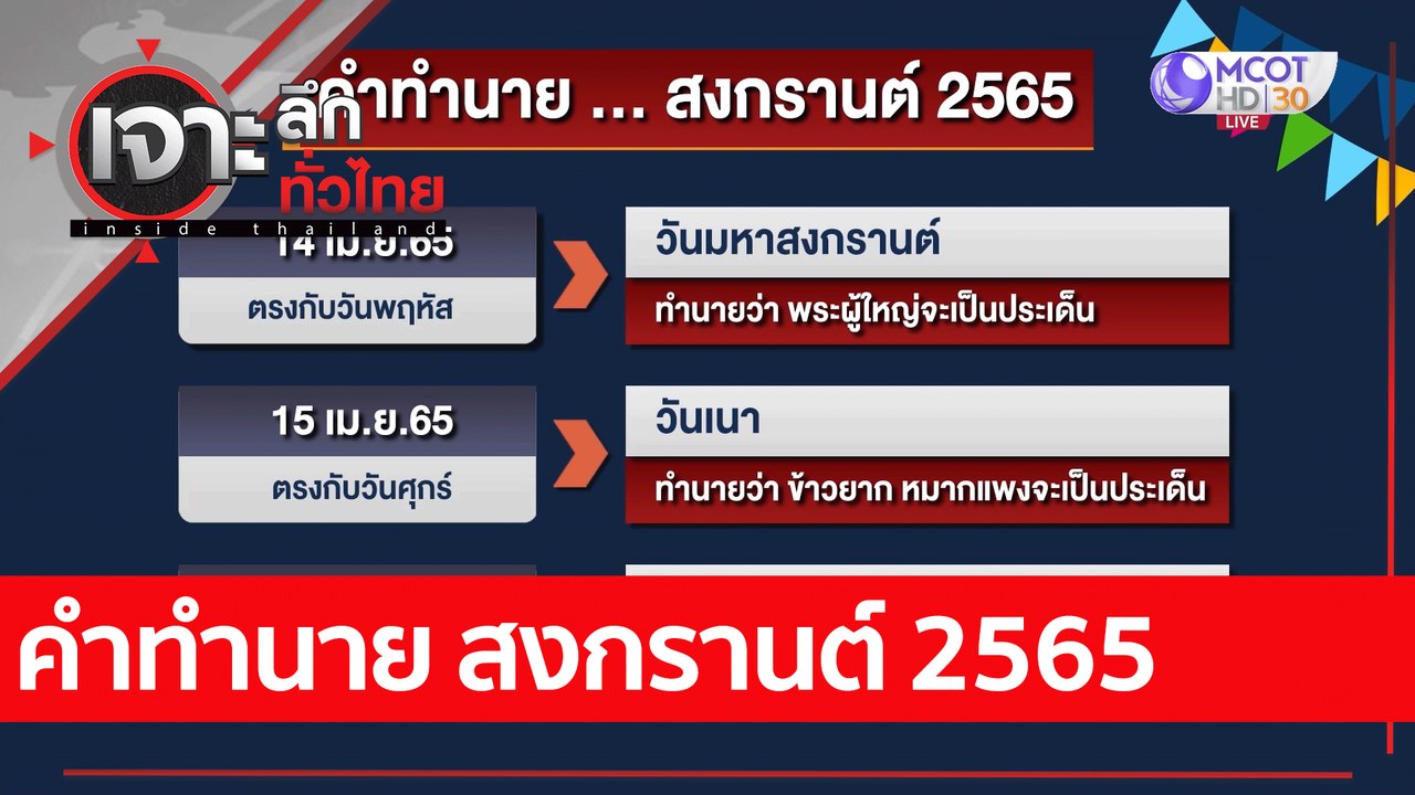คำทำนาย สงกรานต์ 2565: เจาะลึกทั่วไทย (13 เม.ย....