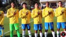 Football : Mondial de Montaigu 2022 - Le Brésil chante son hymne 12/04/2022