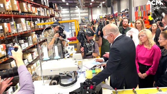 Scott Morrison visits Viva Energy Refinery and Torquay Stadium | April 13 2022 | Canberra Times