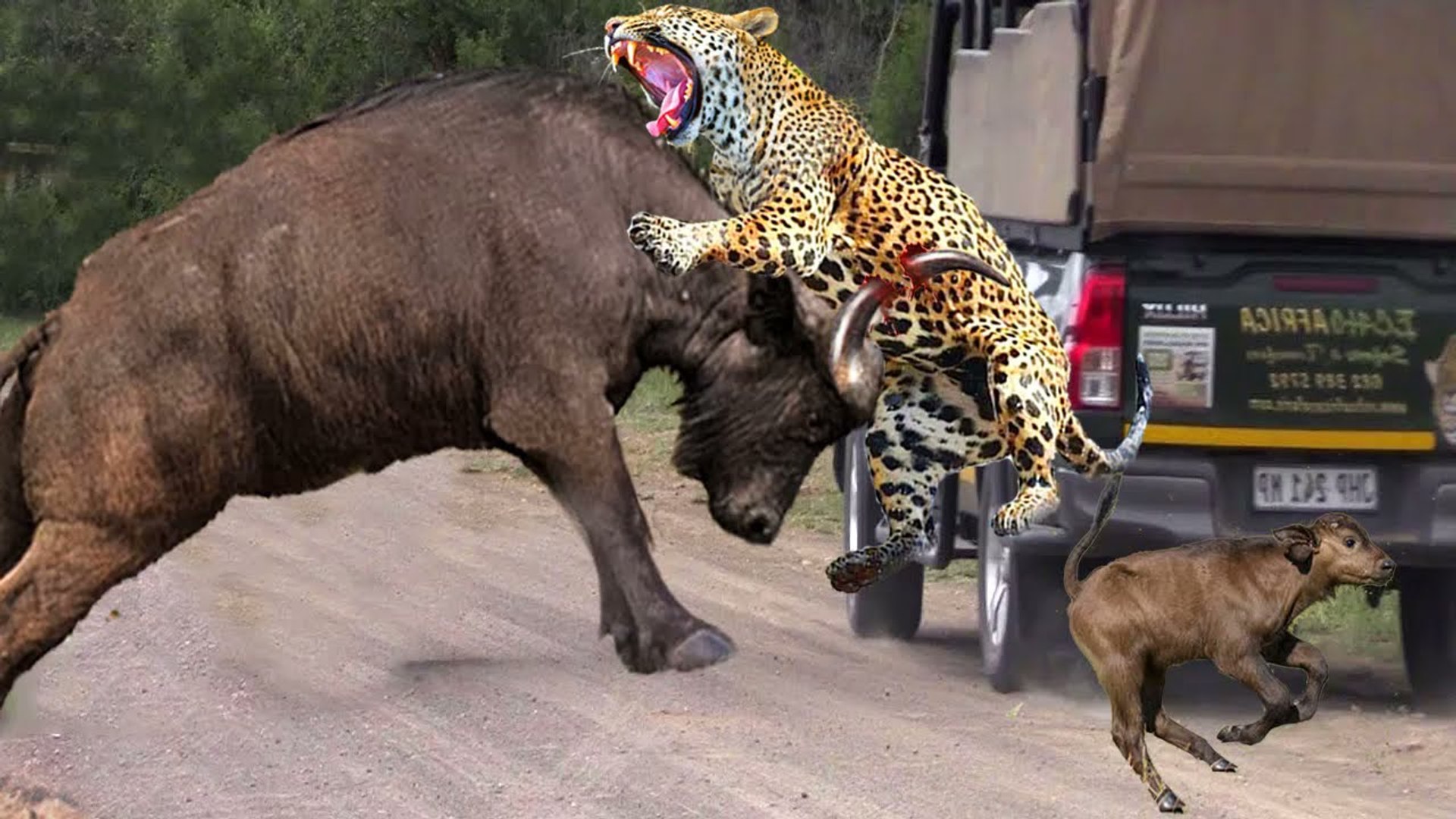 ⁣Buffalo lost her baby in a Leopard herd , see how this Buffalo used its Weapon to concore them