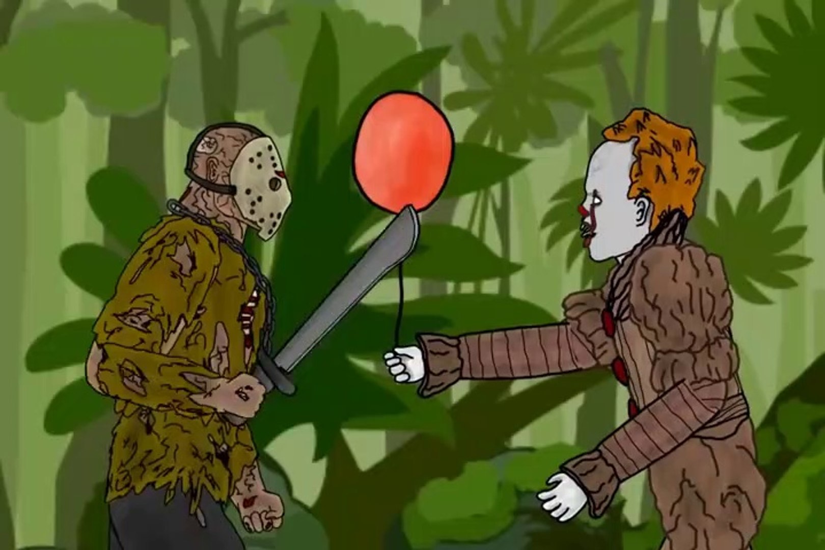 IT Pennywise vs Jason Voorhees Drawing cartoons 2, image size:1620x1080