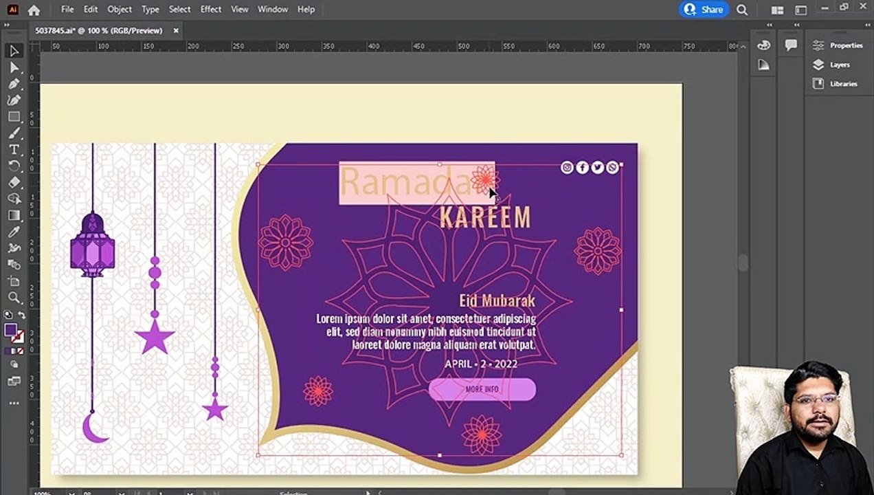 how to make ramadan mubarak design in adobe illustrator l ramzan mubarak flex desig