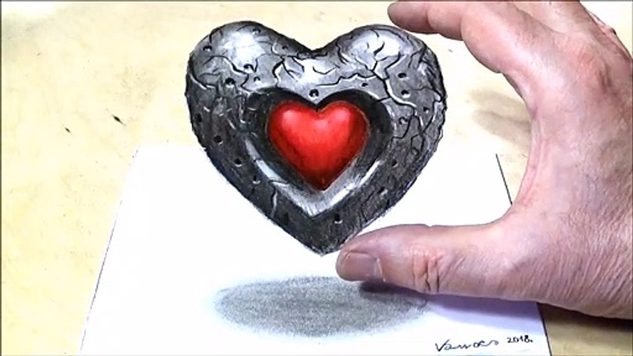 How to Draw Heart - Drawing Floating Heart - 3D Trick Art