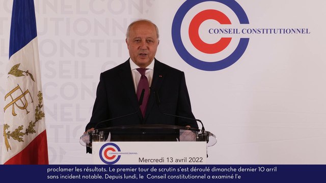 Annonce par Laurent Fabius des résultats officiels du premier tour de l’élection présidentielle