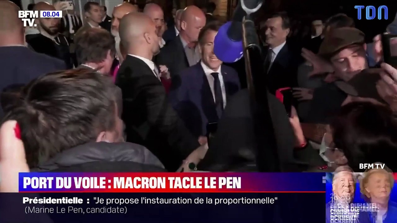 Emmanuel Macron face à une femme voilée: "Vous êtes féministe et vous portez le voile. C'est la meilleure des réponses aux bêtises que j'entends"