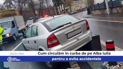 Știrile zilei la Sibiu - Cum circulăm în curba de pe Alba Iulia pentru a evita accidentele, Lucrări pe bulevardul Vasile Milea până în iulie şi Lidl demolează magazinul de pe Șoseaua Alba Iulia
