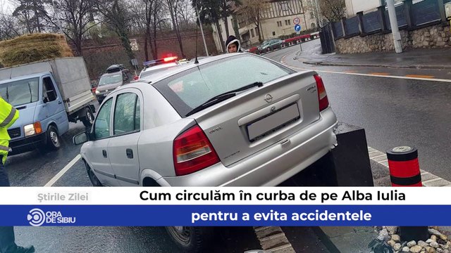 Știrile zilei la Sibiu - Cum circulăm în curba de pe Alba Iulia pentru a evita accidentele, Lucrări pe bulevardul Vasile Milea până în iulie şi Lidl demolează magazinul de pe Șoseaua Alba Iulia