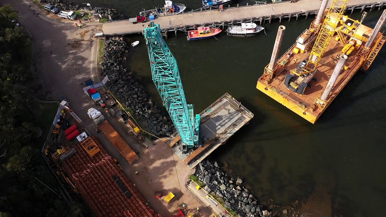 Drone video of Eden piling work