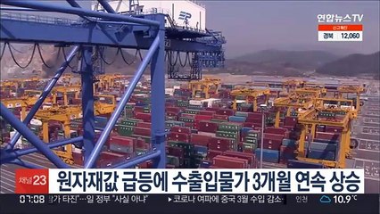 원자재값 급등에 수출입물가 3개월 연속 상승