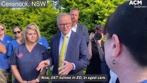 Anthony Albanese speaks to nurses about understaffed hospitals in Cessnock, NSW | April 14 2022 | Canberra Times