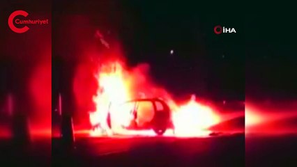 Kayseri'de kaza yapan otomobil alev aldı: 4 yaralı