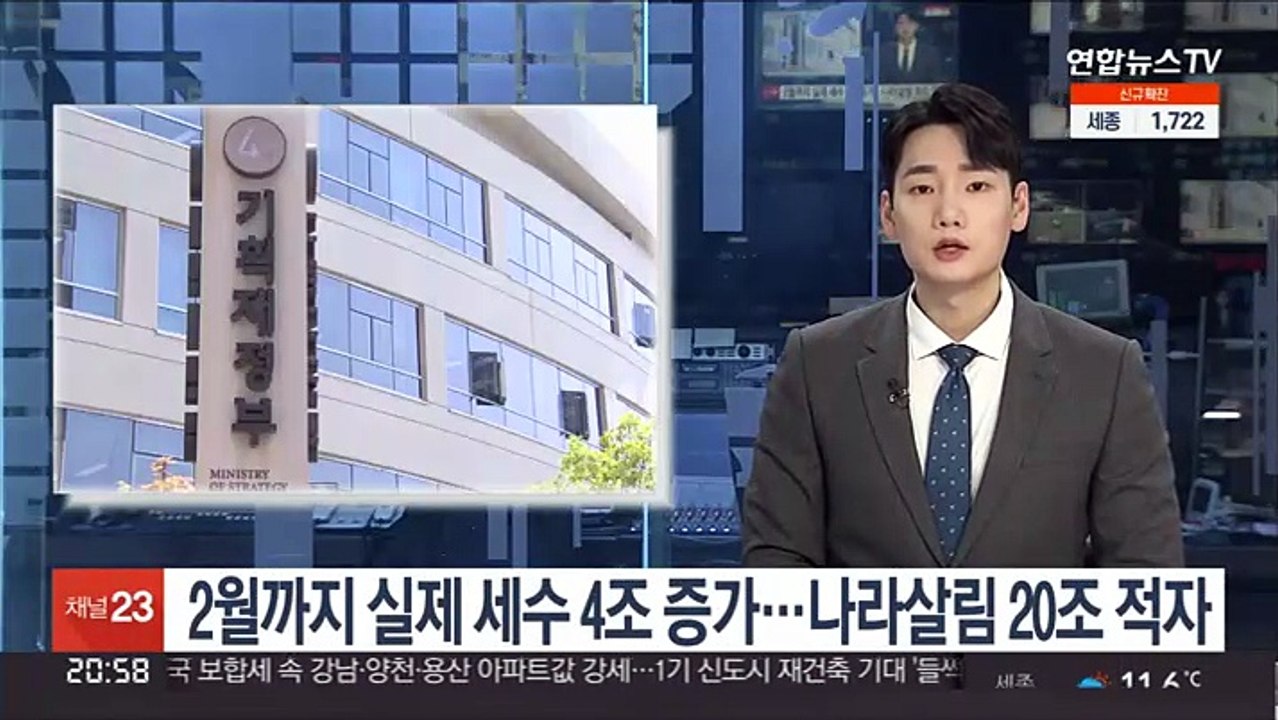 2월까지 실제 세수 4조 증가…나라살림 20조 적자