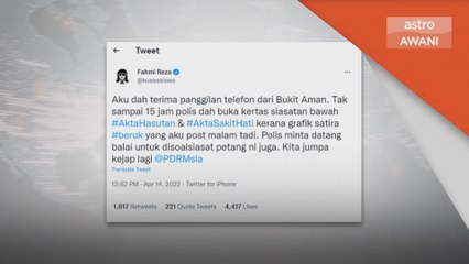 Karya Satira | Polis siasat gambar beruk bertengkolok