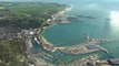 Aerial shots of lorries and ferries at  Dover ports
