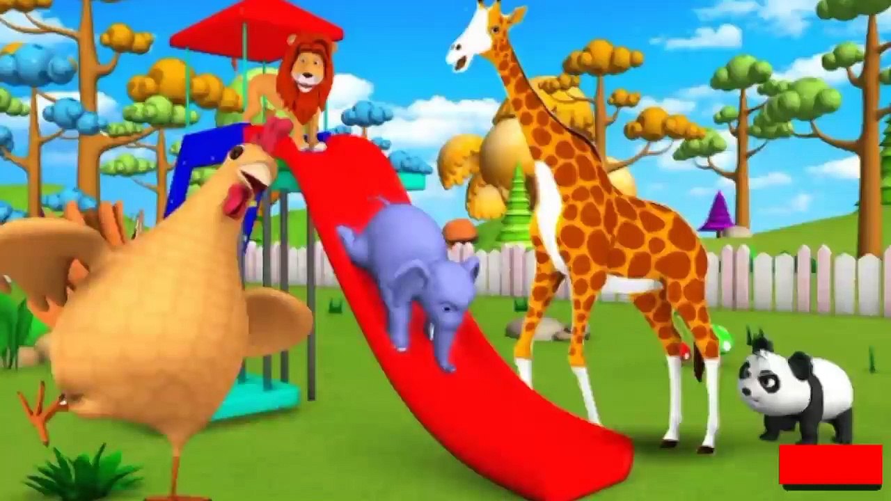 Elephant & Monkey Play with Forest Animals to Ride on Slider in Jungle | Animals Comedy Video