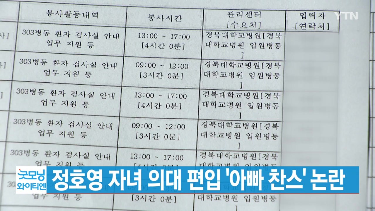 [YTN 실시간뉴스] 정호영 자녀 의대 편입 '아빠 찬스' 논란 / YTN