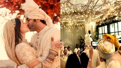 Ranbir Alia Varmala:आलिया से वरमाला डलवाने के लिए घुटने के बल बैठे रणबीर, फिर कर लिया Kiss|FilmiBeat