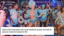 Sabrina Sato impressiona ao surgir com fantasia jeans em ensaio da Vila Isabel. Fotos!