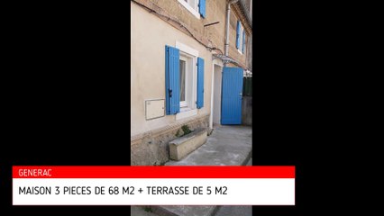 GENERAC - MAISON DE VILLAGE DE 68 M2 HAB + TERRASSE DE 5 M2 - PARFAIT ETAT !! via hervé NEIGE