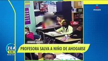 VIDEO: Maestra salva a niño de ahogarse