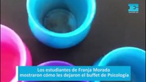 Los estudiantes de Franja Morada mostraron cómo les dejaron el buffet de Psicología