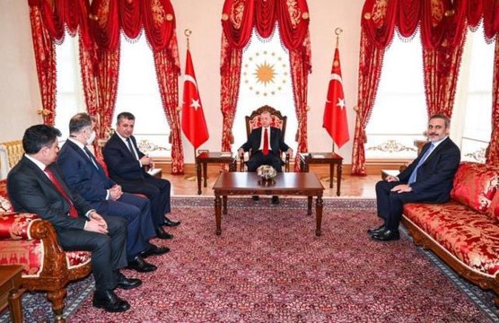 Cumhurbaşkanı Erdoğan, IKBY Başbakanı Barzani ile bir araya geldi! Görüşmede MİT Başkanı Hakan Fidan da bulundu