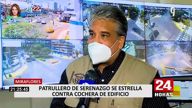Miraflores: Patrullero de Serenazgo se estrelló contra cochera de vivienda