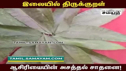 30 மா இலையில் 1330 திருக்குறள்!  ஆசிரியையின் சாதனைக்கு குவியும் பாராட்டுகள்!