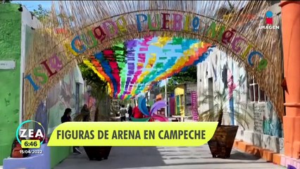 Realizan monumentales obras de arena en Isla Aguada, Campeche