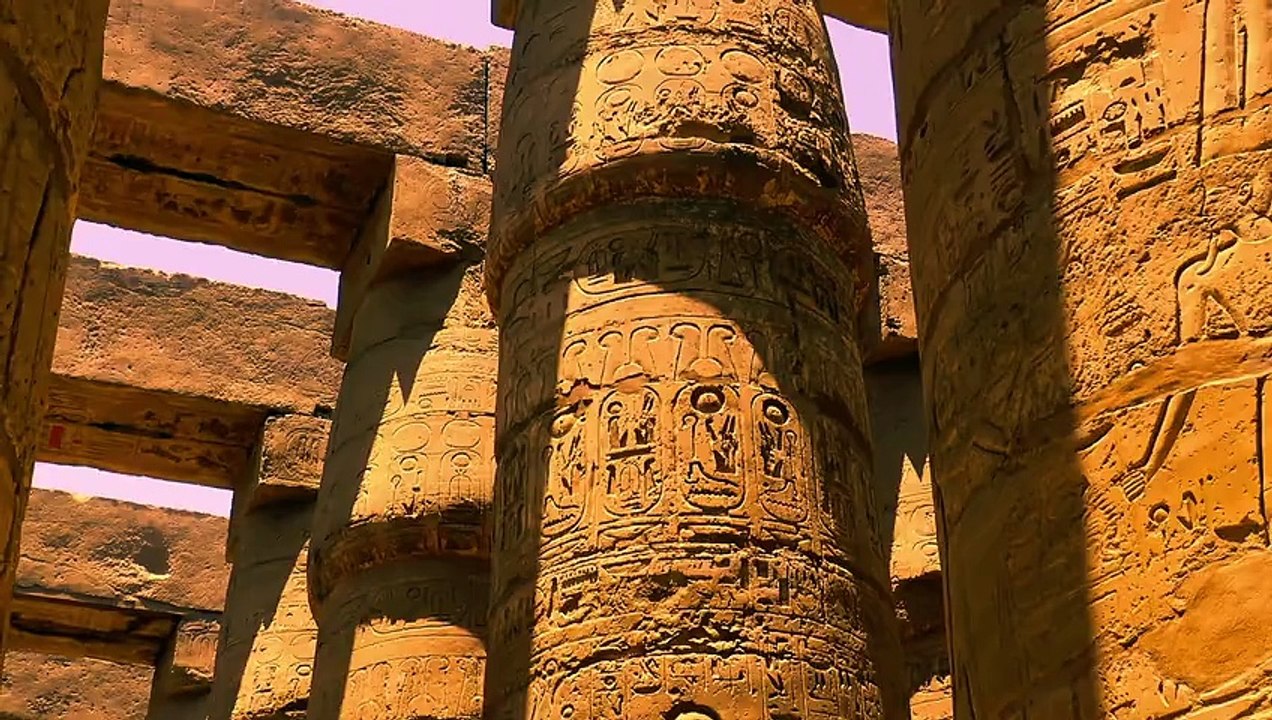 Various hieroglyphs, signs and symbols depicted inside Karnak Temple in Luxor.