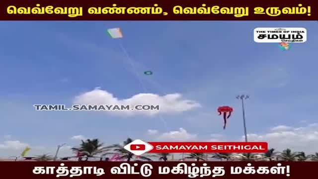 காத்தாடி விட்டு மகிழ்ந்த மக்கள்; களைகட்டிய புதுச்சேரி கடற்கரை திருவிழா!