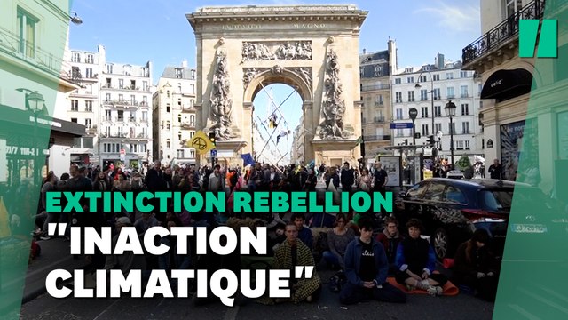 Extinction Rebellion lance une occupation Porte Saint-Denis à Paris, contre l'inaction climatique