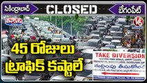 Huge Traffic Jam at Begumpet Due To Secunderabad-Begumpet Road Close | Hyderabad | V6 Teenmaar