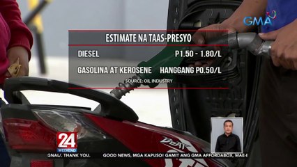 Taas-presyong P1.50–P1.80/L sa diesel at P0.50/L sa gasolina at kerosene, nakaamba sa linggong ito | 24 Oras Weekend