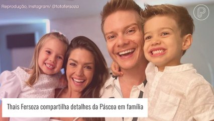 Em família! Thais Fersoza mostra Páscoa com os filhos e Michel Teló. Vídeo!