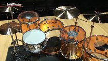 Ludwig 5-Piece Vistalite Amber Acrylic Drum Set with 6.5x14 LM402 Supra-Phonic Beaded Chrome over Aluminum Metal Snare Drum [Sweetwater]
