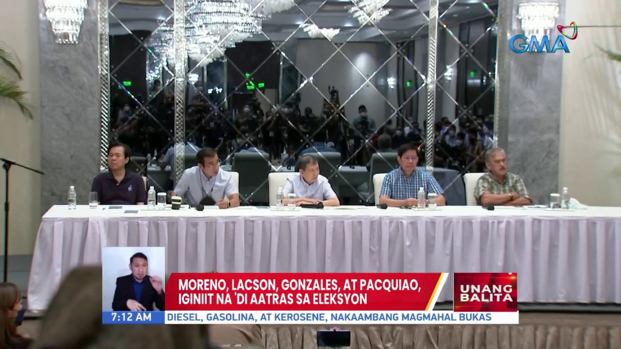 Moreno, Lacson, Gonzales, at Pacquiao, iginiit na 'di aatras sa eleksyon | UB