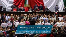 “¿Hoy qué son? Un remedo de partido, traidores a la patria”, responde Mier a diputados del PRI