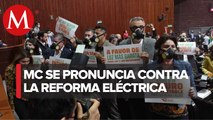 Con máscaras antigases, diputados de MC protestan contra reforma eléctrica