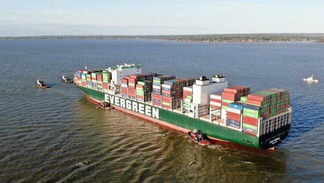 Large container ship refloated after getting stuck in Chesapeake Bay